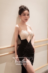 Đầm TK Dài Hai Dây Rút Eo Xẻ Tà Khoét Bụng