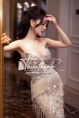 Đầm TK Dài Body Hai Dây Đính Đá Kết Tua Rua