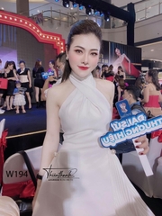 Đầm LCB Dài Cổ Yếm Xoè Phối Dập Ly