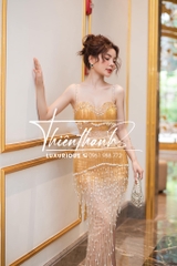 Đầm TK Body Dài 2 Dây Đính Đá Kết Tua Rua