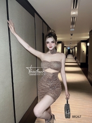 Đầm TK Body Ngắn Kim Sa Có Mút Ngực Khoét Bụng