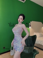 Đầm TK Body Ngắn Hai Dây Đính Kim Sa