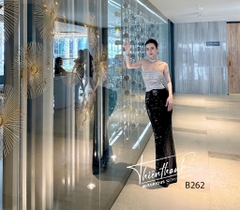 Đầm TK Dài Cúp Ngực Đính Đá Phối Dây Chéo
