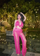 Bikini Len Hai Mảnh Mix Quần Dài Rách Tua Rua