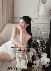 Set Ngắn Bèo Tầng Hai Dây Trắng