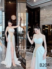 Đầm TK Body Dáng Dài Xẻ Tà Đính Hoạ Tiết Rắn
