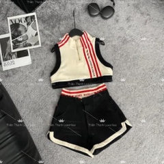 Set Bụi Ngắn Croptop Lưng Chun Phối Màu