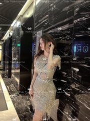 Đầm TK Ngắn Ôm Body Đính Kết Tua Rua