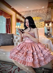 Đầm TK Ngắn Hồng Nude Xoè Tầng