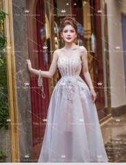 Đầm TK Dài Xoè Cúp Ngực Voan Kính Lụa Đính Đá