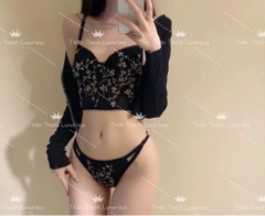 Áo Corset vintage Thêu Hoa ,Áo Bra Đệm Mỏng Có Gọng Ngân Ngực
