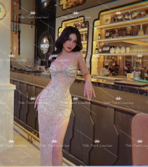 Đầm Hai Dây Dài Xẻ Tà Đính Kết
