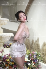 Đầm TK Ngắn Khoét Ngực Kết Tua Rua