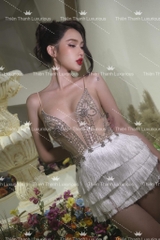 Đầm TK Ngắn Khoét Ngực Kết Tua Rua