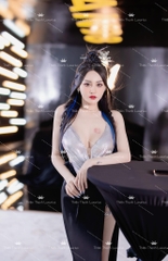 Set TK Dài Áo Kim Sa Hai Dây Mix Chân Váy Lông Vũ Xẻ Tà