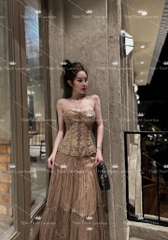 Set TK Dài Áo Conset Chân Xoè Tầng