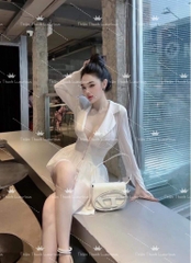 Set Voan Xẻ Ngực Phối Short