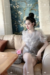 Đầm TK Ngắn Suông Tơ Kết Đá