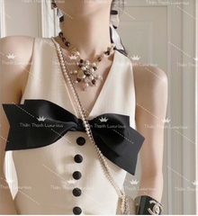 Set Lane JT Dài Cổ V Sát Nách Kết Nơ