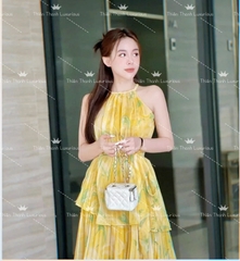 Đầm Maxi Dài Cổ Yếm Xếp Tầng
