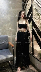 Set TK Dài Áo Croptop Phối Chân Váy Xếp Ly Dài