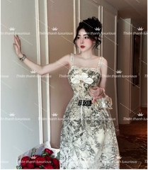 Đầm QCCC Dior Dài Hai Dây Hoạ Tiết Nổi