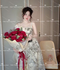 Đầm QCCC Dior Dài Hai Dây Hoạ Tiết Nổi