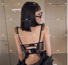 Áo Tank Top Hai Dây Cổ Chữ V Phối Ren Xuyên Thấu