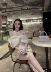 Set TK Trễ Vai Kết Hoa Hồng Quần Giả Váy