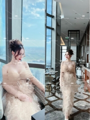 Đầm TK Body Dài Trễ Vai Lưới Tầng