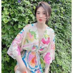 Đầm Dài Zara Khoét Eo Xẻ Ngực Cổ V Hoạ Tiết