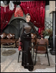 Đầm Thiết Kế Ôm Body Dáng Dài Đính Đá Ngang Eo