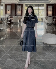 Set Áo Sơ Mi Phối Chân Váy Xoè Dài Prada