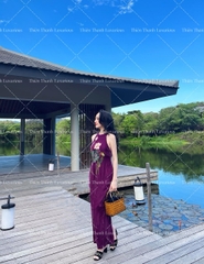 Đầm Nhung 2 Dây Babydoll Thêu Hoạ Tiết