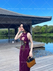 Đầm Nhung 2 Dây Babydoll Thêu Hoạ Tiết