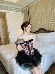 Áo Nịt Bụng Corset Ôm Dáng Hình Xương Cá Phối Ren