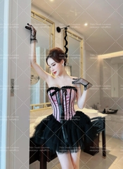 Áo Nịt Bụng Corset Ôm Dáng Hình Xương Cá Phối Ren