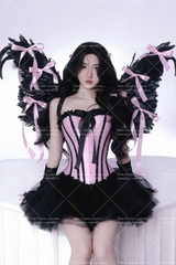 Áo Nịt Bụng Corset Ôm Dáng Hình Xương Cá Phối Ren