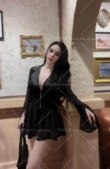 Set Voan Xẻ Ngực Phối Short