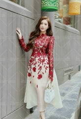 Đầm Dài Ren Hoa Dáng Xoè