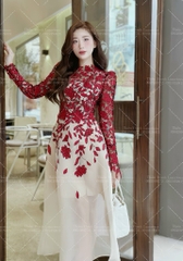 Đầm Dài Ren Hoa Dáng Xoè