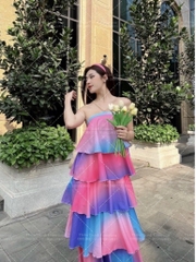 Đầm Maxi Đi Biển Loang Màu Dạng Yếm