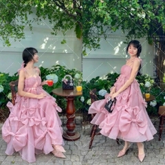 Đầm Hai Dây Dáng Xoè Công Chúa Đính Nơ