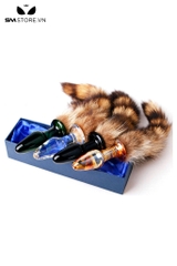 SMT1683 - Đuôi cáo cosplay với phích cắm thủy tinh dài 37cm