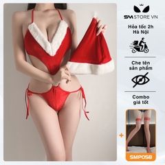 SMS504 - Cosplay bà già noel kiểu bikini dây 1 mảnh siêu gợi cảm