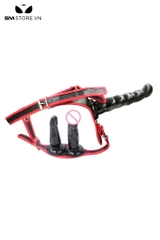 SMT2621 - Dương vật giả 3 đầu có quần da dài 18.5 và 13cm