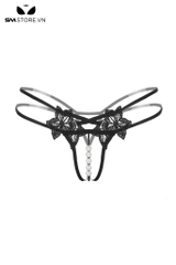 SMS849 - Quần lót lọt khe lưới họa tiết hoa đính ngọc trai