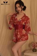 SMS692 - Set đồ ngủ áo choàng kimono và quần lót lọt khe sexy