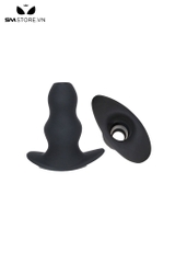 SMT982 - Butt plug silicon có lỗ thiết kế có chuôi với 3 size màu đen