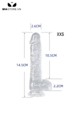 SMT487 - Dương vật giả silicon trắng trong suốt 7 size có độ bám dính